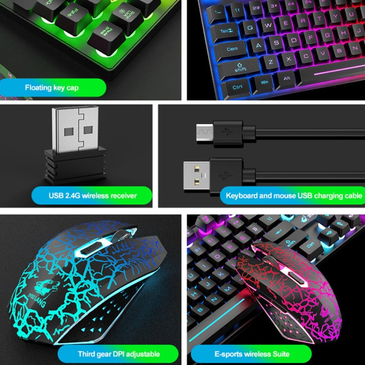 Avelena | ZIYOU LANG T87 Gaming Leuchtendes Kabelloses Tastatur- und Maus-Set (Blau)