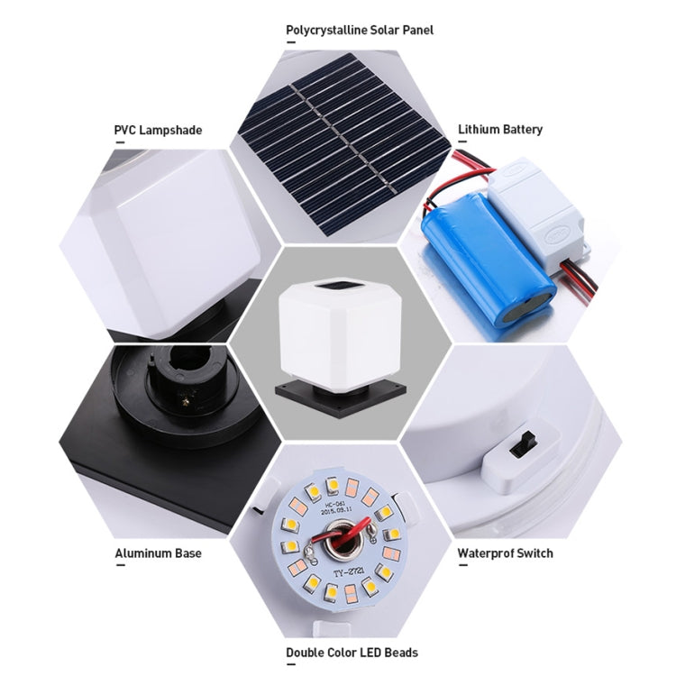 Avelena | 003 Solar Square Outdoor Postlicht LED Wasserdichte Wandleuchten, Größe: 30cm (Warme Licht)