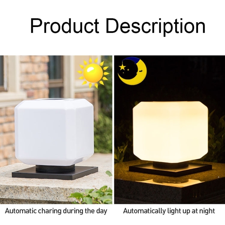 Avelena | 003 Solar Square Outdoor Post Light LED Wasserdichte Wandleuchten, Größe: 20cm (Weißes Licht)