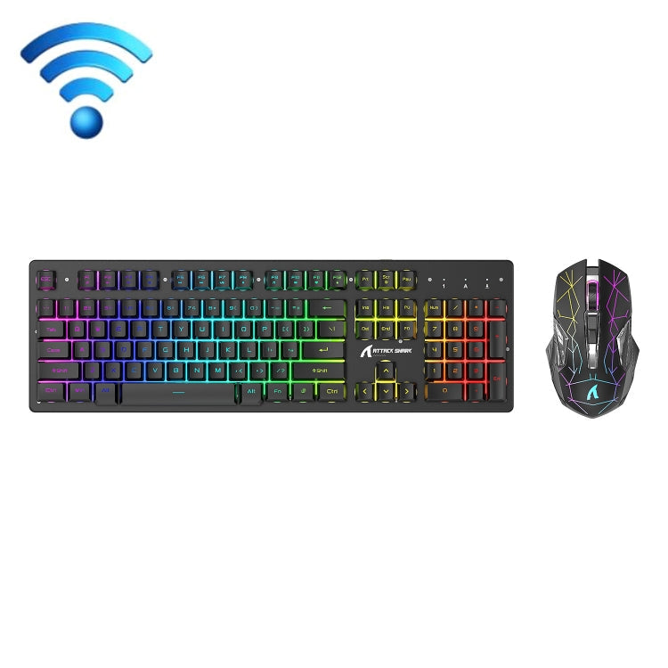 Avelena | Angriffshaifisch T3RGB RGB Leuchtende Kabellose Tastatur und Maus Set (Schwarz)