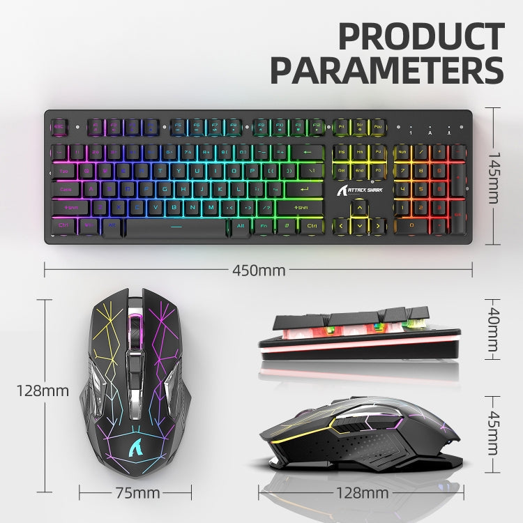 Avelena | Angriffshaifisch T3RGB RGB Leuchtende Kabellose Tastatur und Maus Set (Schwarz)