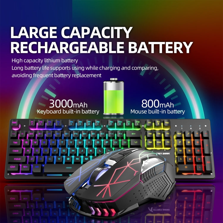 Avelena | Angriffshaifisch T3RGB RGB Leuchtende Kabellose Tastatur und Maus Set (Schwarz)