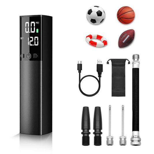 Avelena | AP-04 Drahtlose Elektrische Luftpumpe Mit LCD-Display Für Fußball Basketball (Schwarz)