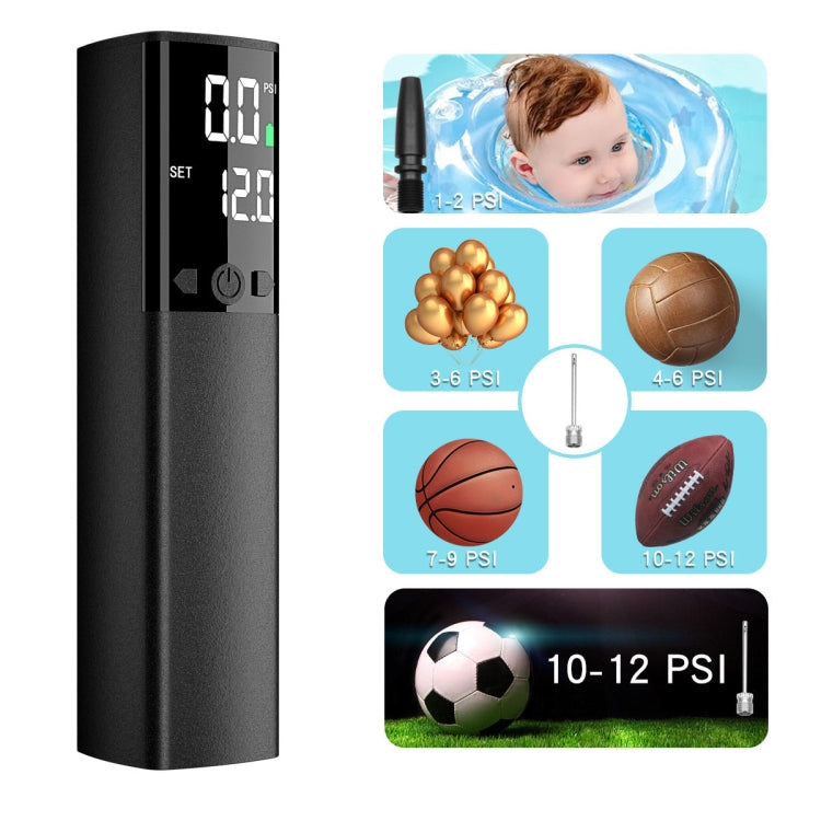Avelena | AP-04 Drahtlose Elektrische Luftpumpe Mit LCD-Display Für Fußball Basketball (Schwarz)