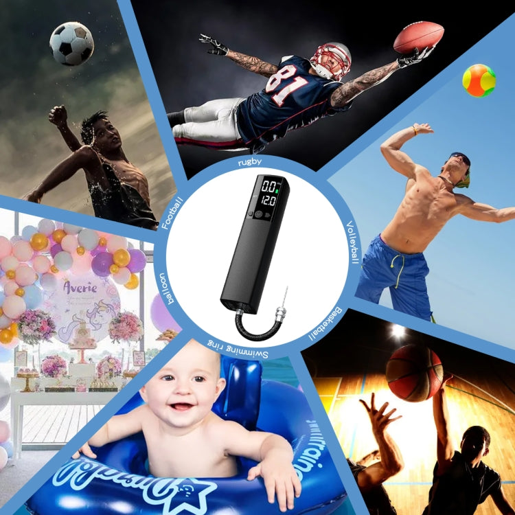 Avelena | AP-04 Drahtlose Elektrische Luftpumpe Mit LCD-Display Für Fußball Basketball (Schwarz)