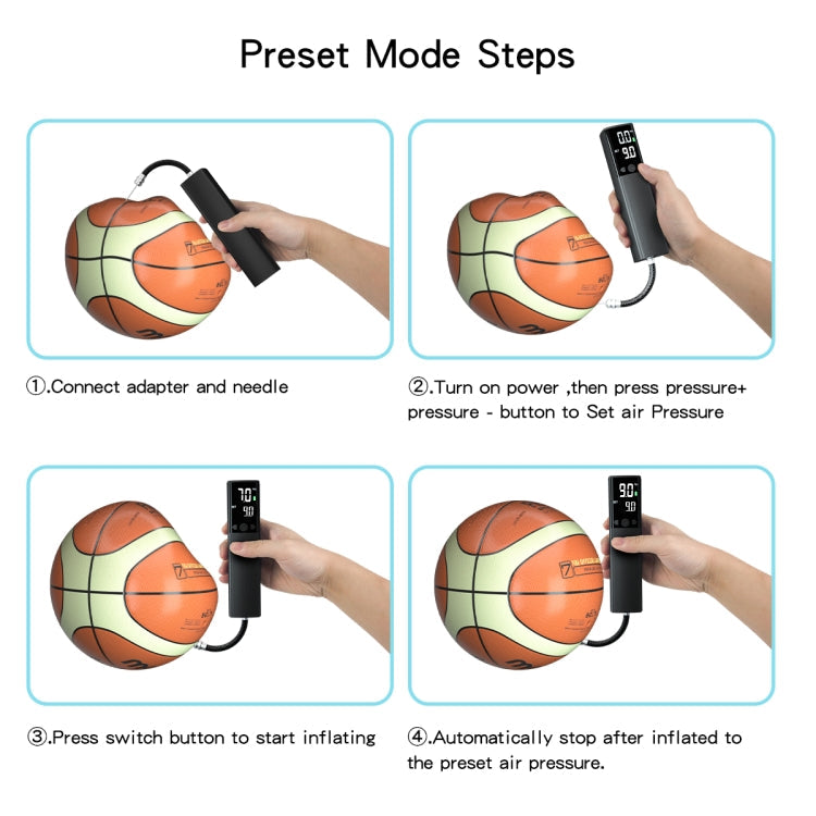 Avelena | AP-04 Drahtlose Elektrische Luftpumpe Mit LCD-Display Für Fußball Basketball (Schwarz)
