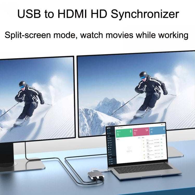 Avelena | USB 3.0 zu Dual HDMI Hochauflösungswandler 4K USB Gleicher Bildschirm Extender (Grau)