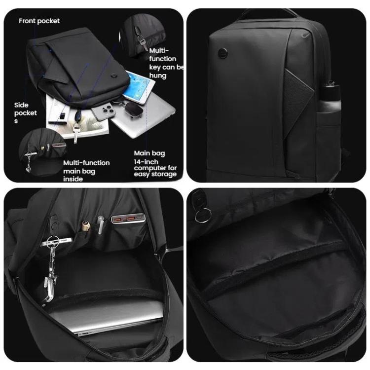 Avelena | WEPOEWR Herren 14-Zoll Laptop Rucksack Wasserdicht Große Kapazität Business Pendler Rucksack (Schwarz)