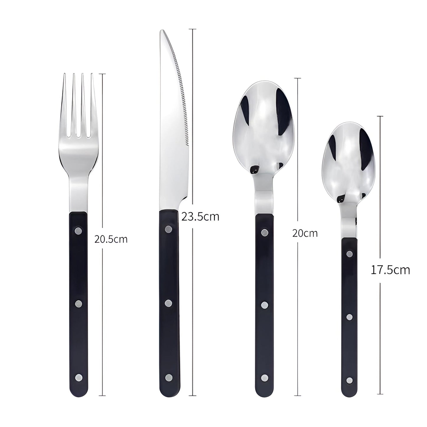 Avelena Besteckset 24 Teile mit stylish schwarzem Griff