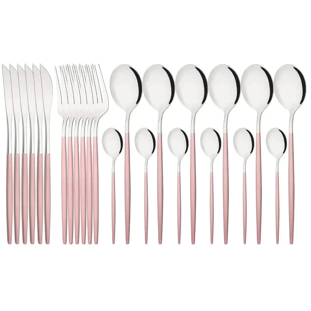 Avelena Pink Edelstahl Besteckset für stilvolle Anlässe