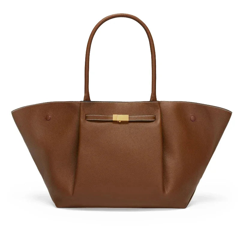 Avelena | Tassa Luxus Oversized Schultertasche mit goldener Verschluss - Elegante Minimalistische Tote für Frauen