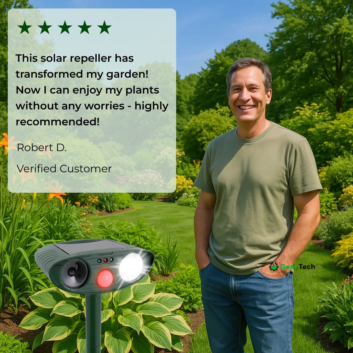 Avelena | Solar-powered ultrasound deer repeller - Effective deer deterrent for gardens and caverns in 48 hours