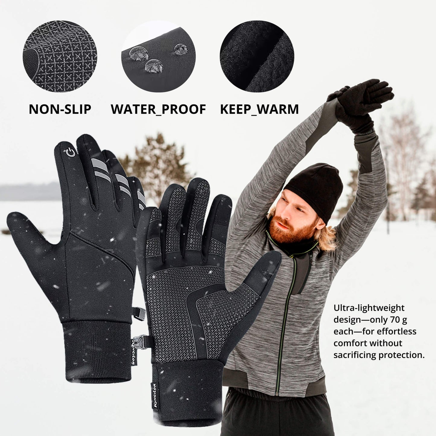Avelena | Thermische Winter Fahrradhandschuhe UK | Wasserdicht, Winddicht & Touchscreen Warme Laufhandschuhe für Herren & Damen