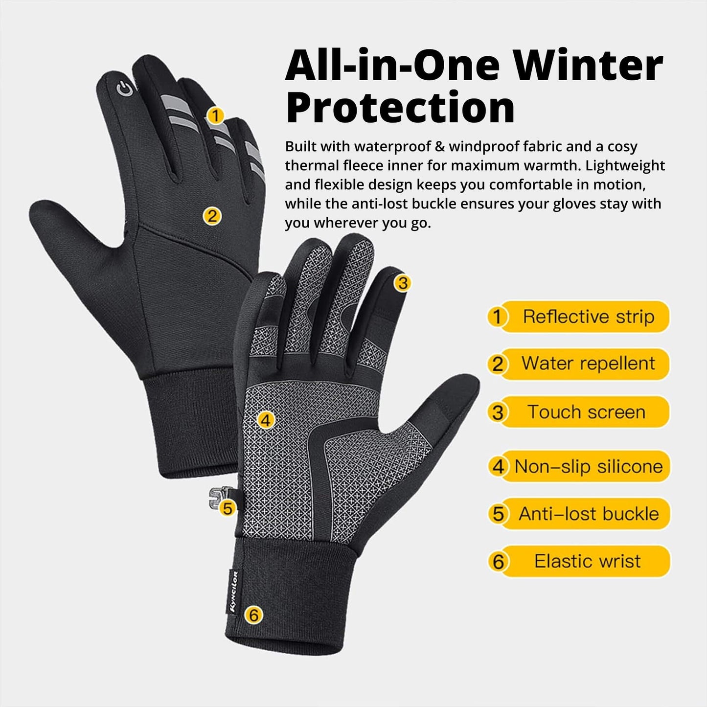 Avelena | Thermische Winter Fahrradhandschuhe UK | Wasserdicht, Winddicht & Touchscreen Warme Laufhandschuhe für Herren & Damen