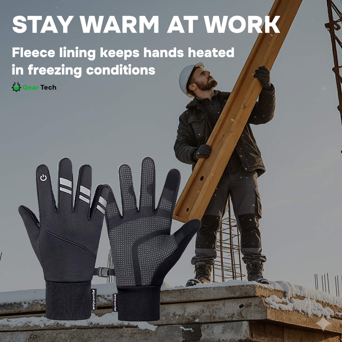 Avelena | Thermische wasserdichte Arbeits-Handschuhe – Strapazierfähige rutschfeste Winterhandschuhe mit Touchscreen für die Außenarbeit UK
