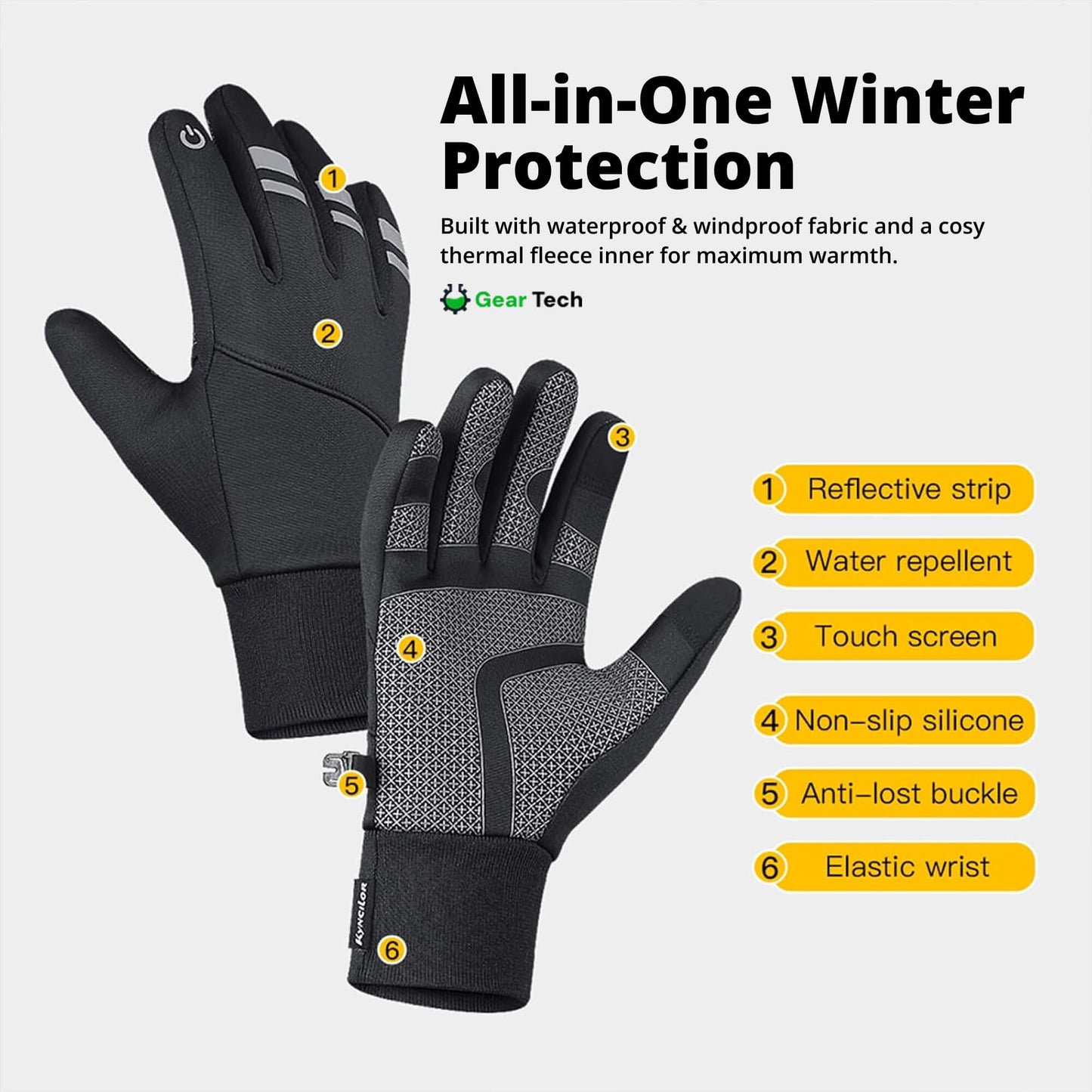 Avelena | Thermische wasserdichte Arbeits-Handschuhe – Strapazierfähige rutschfeste Winterhandschuhe mit Touchscreen für die Außenarbeit UK