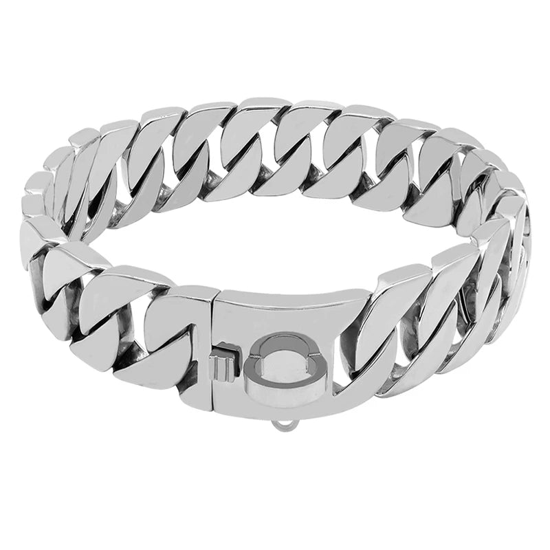 Avelena | Stärken Hals Metall Hundehalsband – Robustes Edelstahl Halsband für große Hunde