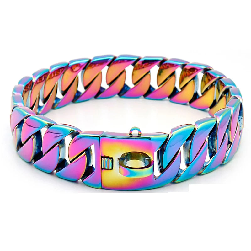 Avelena | Stärken Hals Metall Hundehalsband – Robustes Edelstahl Halsband für große Hunde