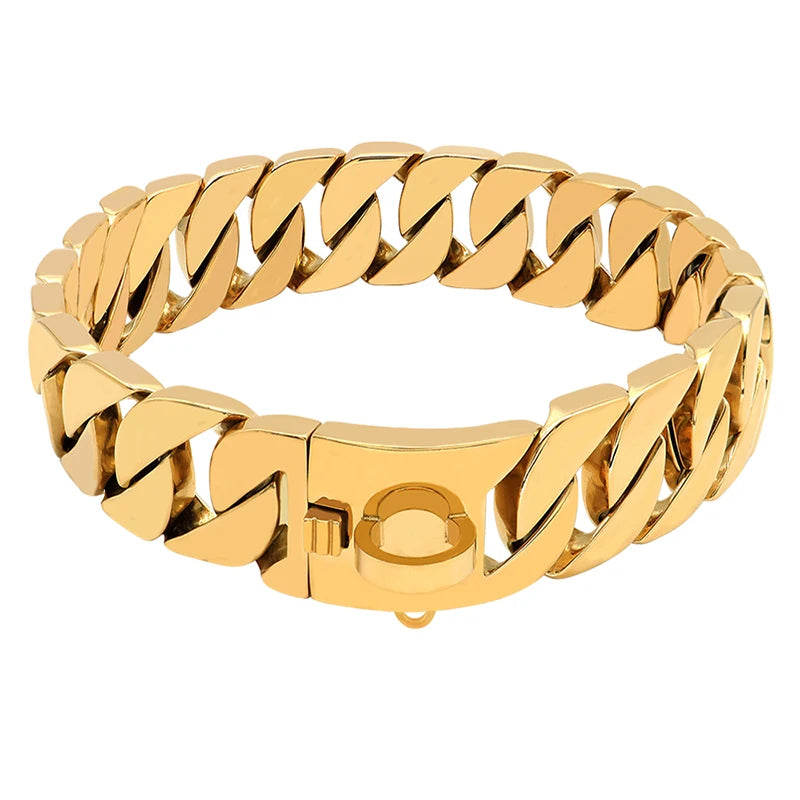 Avelena | Stärken Hals Metall Hundehalsband – Robustes Edelstahl Halsband für große Hunde