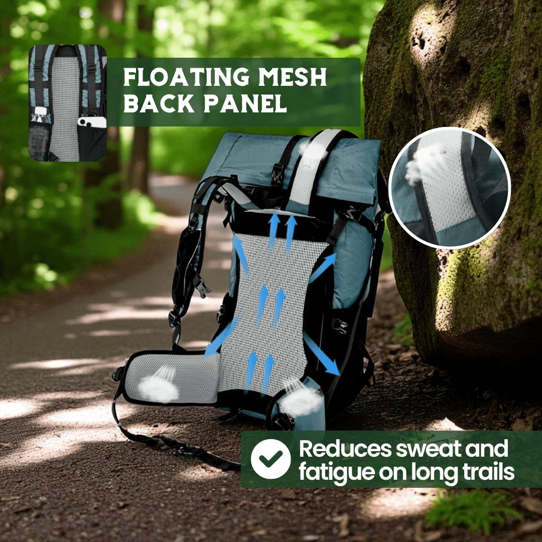 Avelena | Ultraleichter 50L Abenteuerrucksack mit Rolltop und Ripstop-Nylon