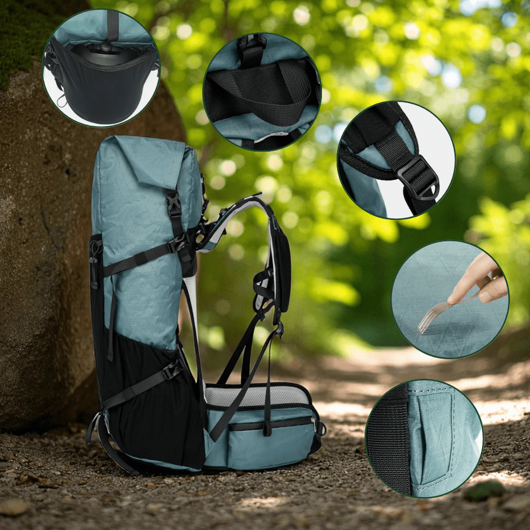 Avelena | Ultraleichter 50L Abenteuerrucksack mit Rolltop und Ripstop-Nylon