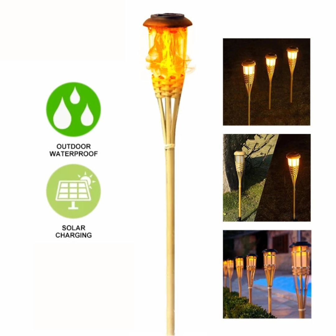 Avelena | Solar-Fackel 5er-Set | Flammenoptik LED Gartenleuchten | Solarbetrieben | Dekoratives Licht für Außen