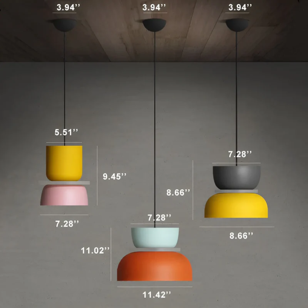 Avelena | VividGlow – Bunte Macaron LED Pendelleuchte | Modern, Stilvoll & Energieeffizient