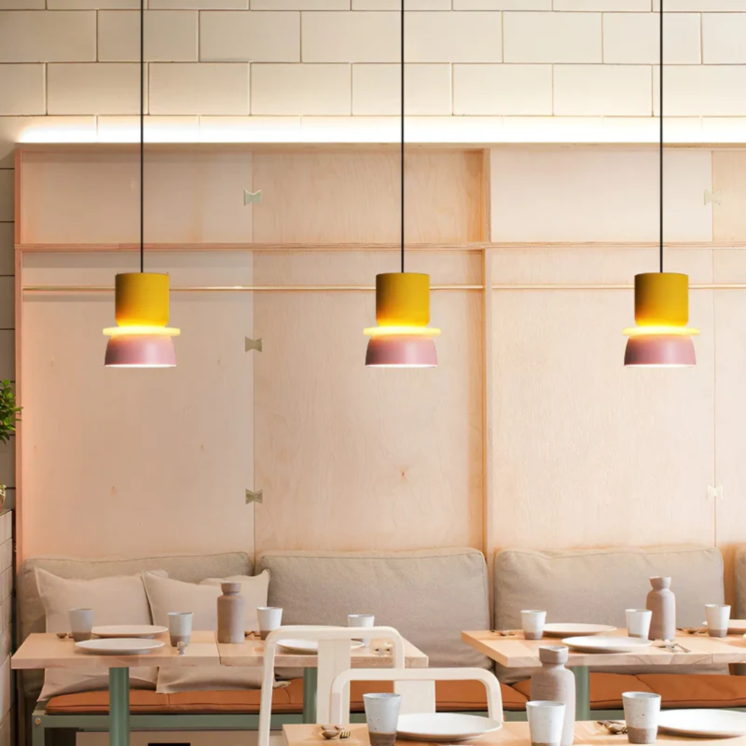 Avelena | VividGlow – Bunte Macaron LED Pendelleuchte | Modern, Stilvoll & Energieeffizient