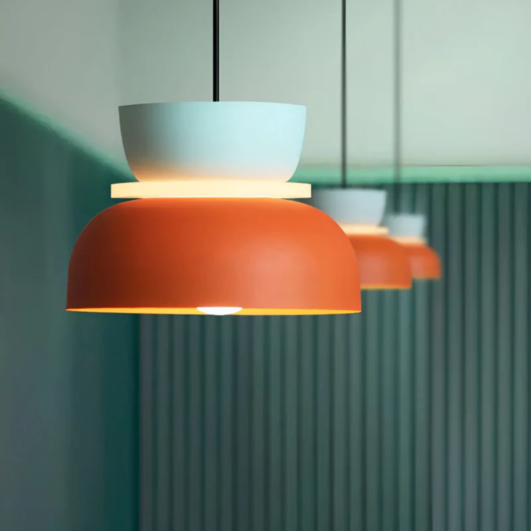 Avelena | VividGlow – Bunte Macaron LED Pendelleuchte | Modern, Stilvoll & Energieeffizient