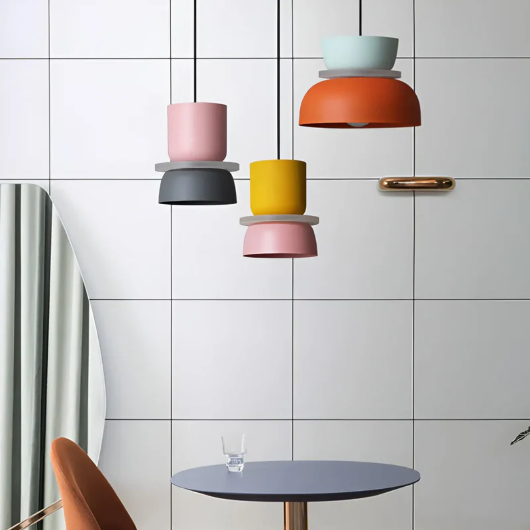Avelena | VividGlow – Bunte Macaron LED Pendelleuchte | Modern, Stilvoll & Energieeffizient