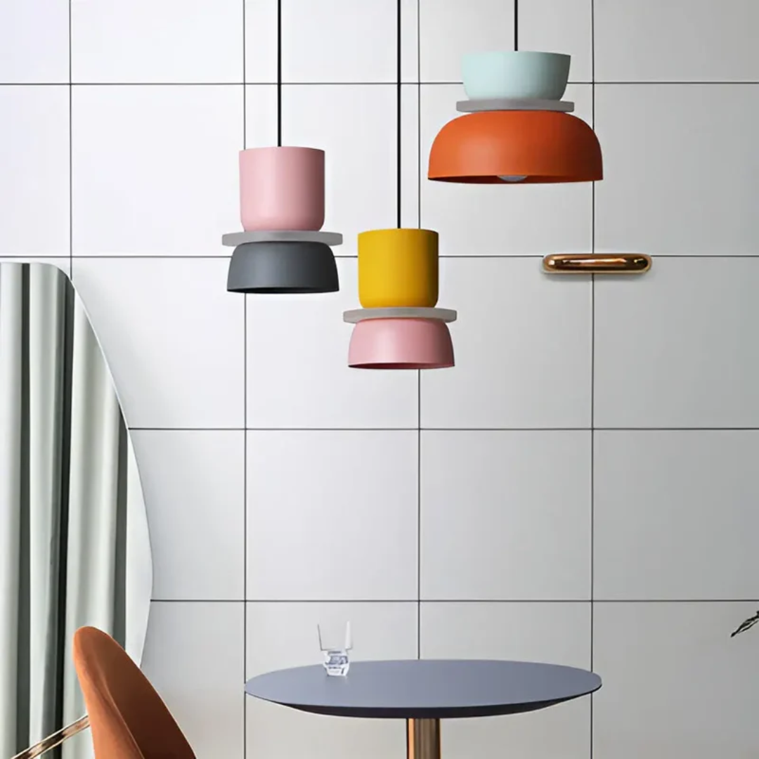 Avelena | VividGlow – Bunte Macaron LED Pendelleuchte | Modern, Stilvoll & Energieeffizient