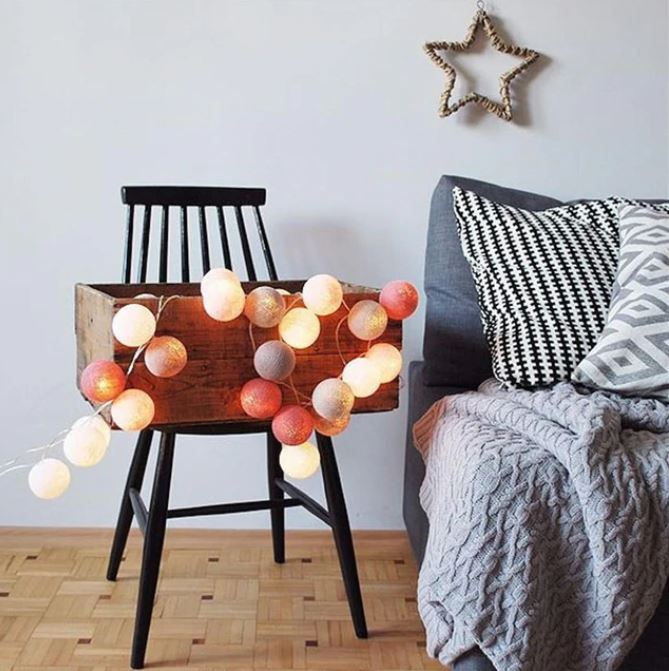 Avelena | Royallure Baumwollballon-Lichterkette – Gemütliche Dekoration für Zuhause & Feiern