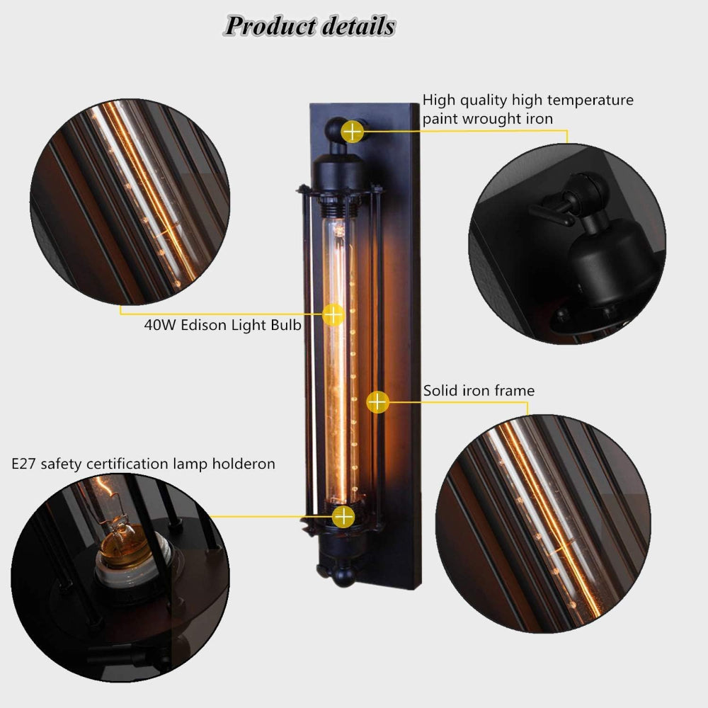 Avelena | Vintage Wandmontierte LED-Leuchte – zeitloses Design mit elegantem mattem Schwarz-Finish