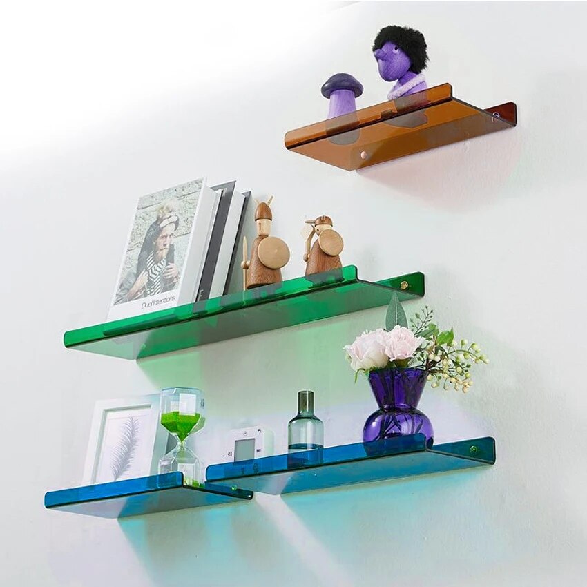 Avelena | Wandregal Schwimmend - Wandregal Industriell - Duschregal - Duschbrett - Blau