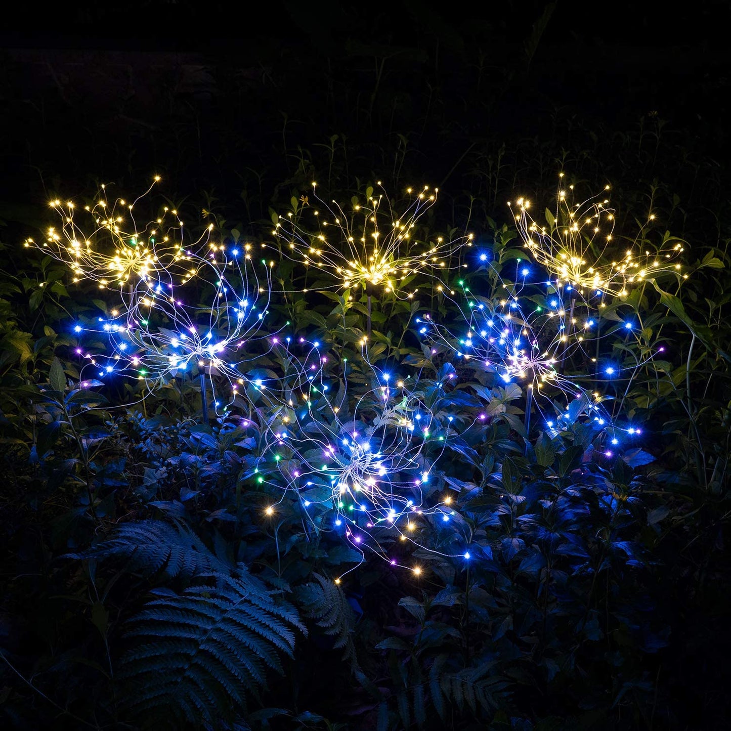 Avelena | 4 Stück Solar Feuerwerk Gartenlampen - Wetterfeste LED Dekorationsbeleuchtung, Solarenergie für Garten und Patio