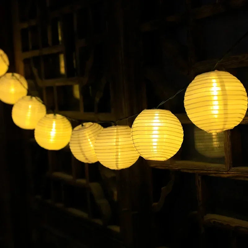 Avelena | SunShade Solar Lantern String Lights – Wetterfeste Außen-LED-Dekoration