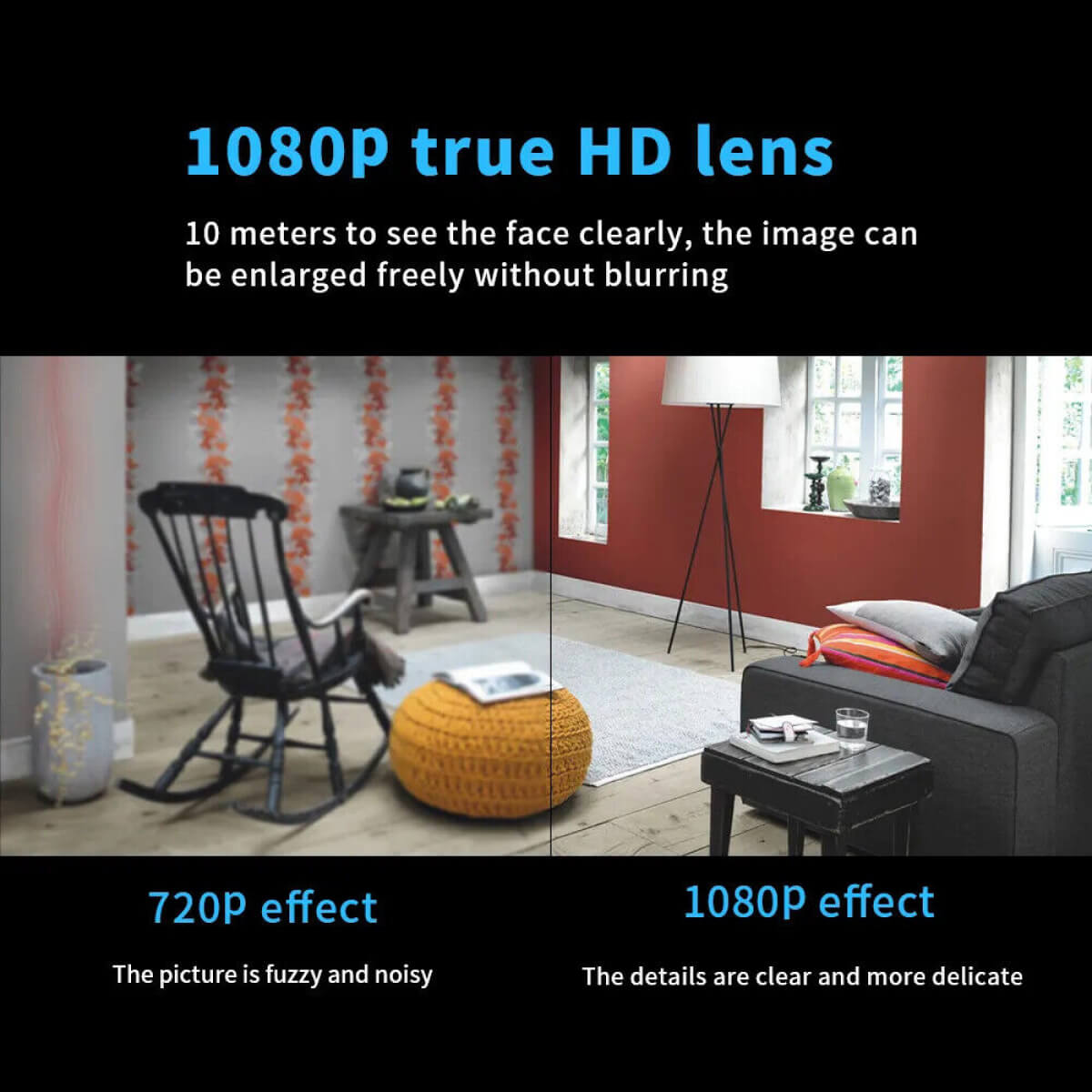 Avelena | Wasserdichte HD Mini-Kamera mit Nachtsicht und Weitwinkelobjektiv IP WiFi 1080P HD 160° Weitwinkel