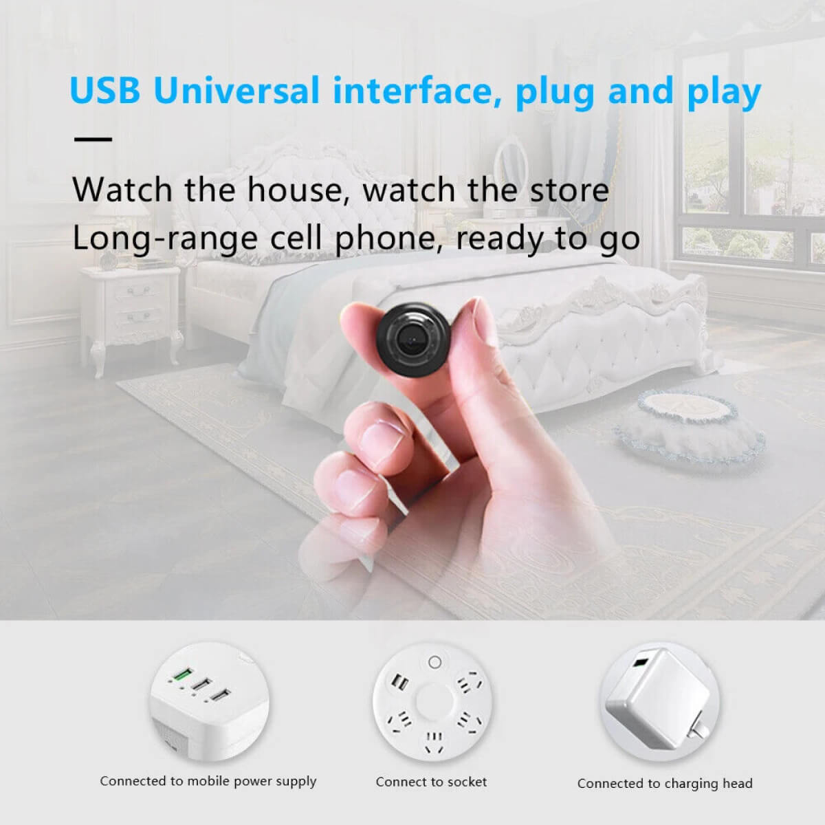 Avelena | Wasserdichte HD Mini-Kamera mit Nachtsicht und Weitwinkelobjektiv IP WiFi 1080P HD 160° Weitwinkel