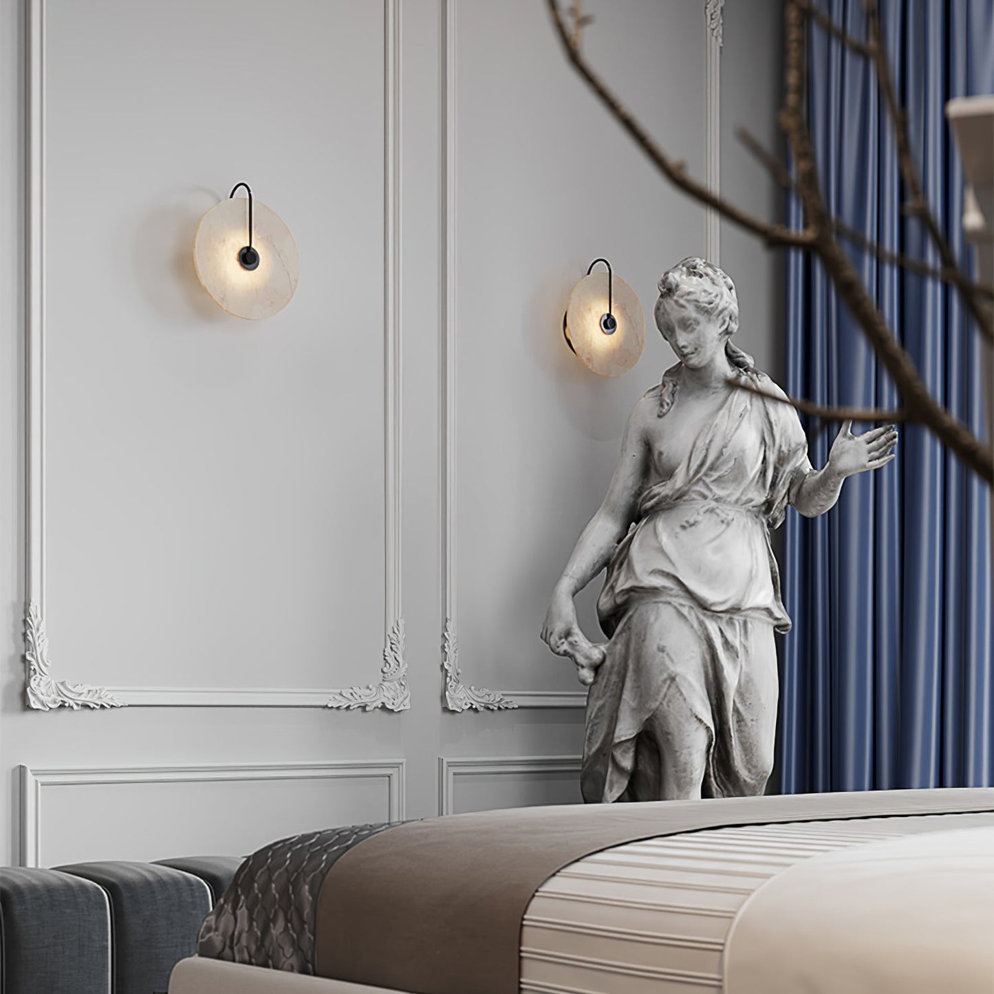 Avelena | Weiße Alabaster-Wandlampe