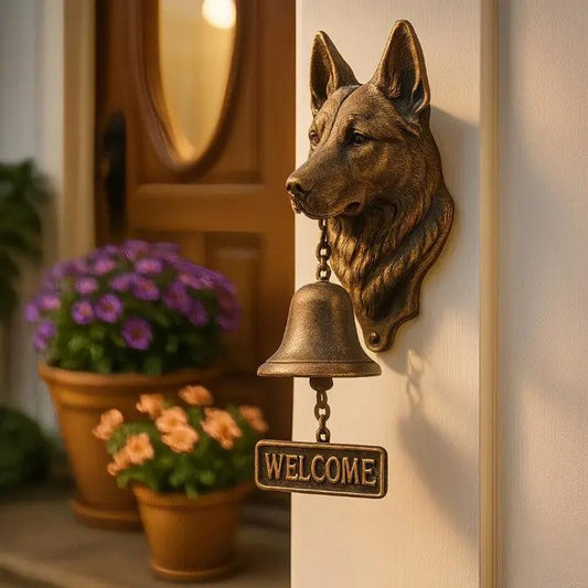 Avelena | Willkommen Bell HerderKlank – Handgefertigte Gusseisen Türglocke mit Hund