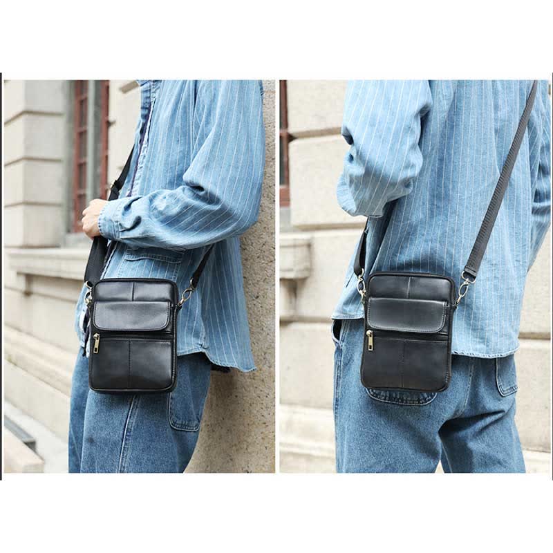 Avelena | Herren Kleine Echtleder Schultertasche – Kompakte Umhängetasche mit verstellbarem Riemen