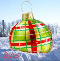 Avelena | Aufblasbare Weihnachtskugel Außendekoration 60cm – Wetterbeständige PVC Weihnachtsdekoration