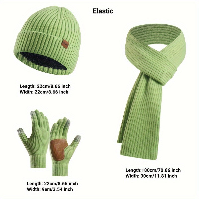 Avelena | Winter Komfort Set – Strickmütze, Schal und Handschuhe für Unisex