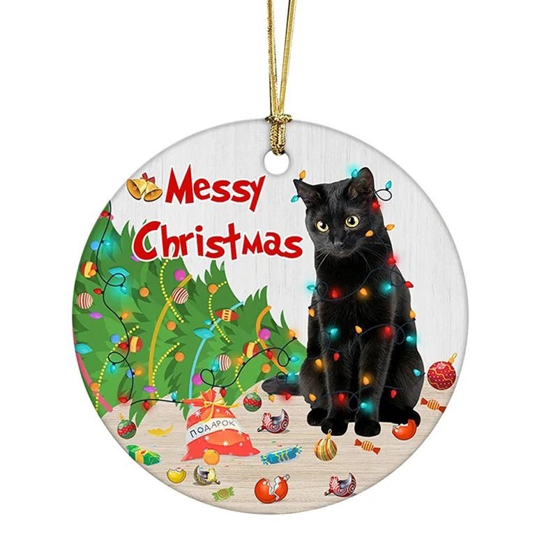 Avelena | Acryl Schwarze Katze Weihnachtsornamente Set – Niedliche Baumanhänger für Hochzeiten, Partys und festliche Wohnkultur