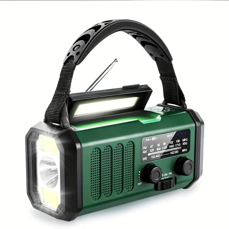 Avelena | Solar-notfallradio Mit Powerbank – Kurbelradio Mit Led-taschenlampe Für Camping & Outdoor