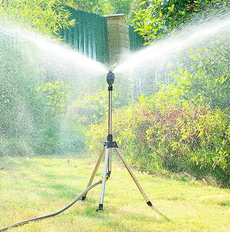Avelena | TurboSpray Verstellbarer 360° GartenSprinkler – Edelstahl Rotierendes Rasenbewässerungssystem