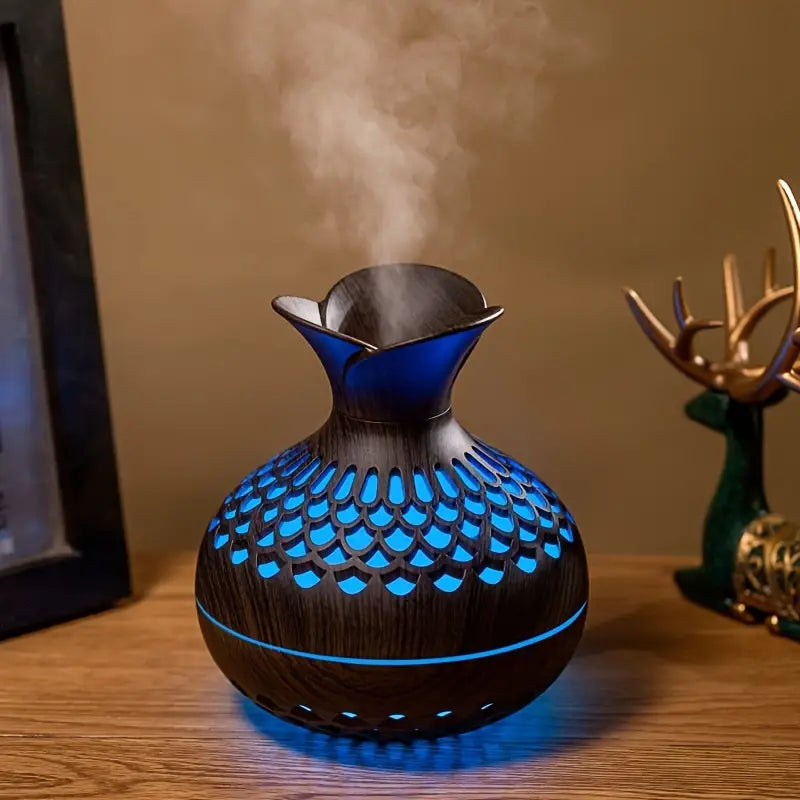Avelena | Aromatherapie-luftbefeuchter Mit LED – Diffuser In Holzoptik & Nachtlicht