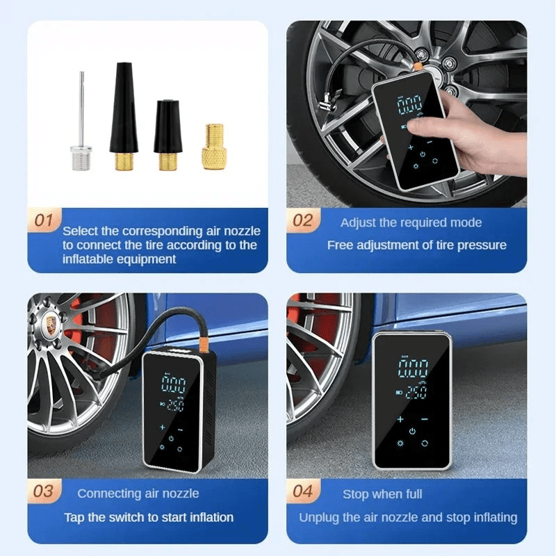 Avelena | AirMax Touch – Tragbare elektrische Luftpumpe mit Touchscreen & 150 PSI