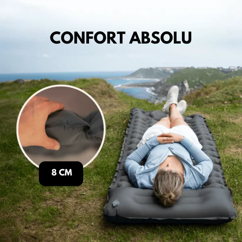 Avelena | AirTrek Mat – Aufblasbare Campingmatratze mit Fußpumpe und eingebautem Kissen