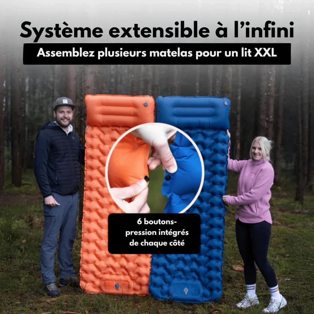 Avelena | AirTrek Mat – Aufblasbare Campingmatratze mit Fußpumpe und eingebautem Kissen
